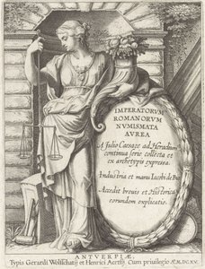 ローマ皇帝のジュリアスシーザーNumismata Aureaの口絵は、連続シリーズを収集するために操作します 作： Jacob de Bie